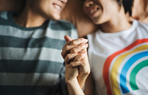 Closeup of holding hands